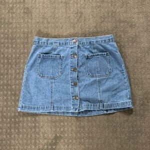 Button-Up Denim Skirt